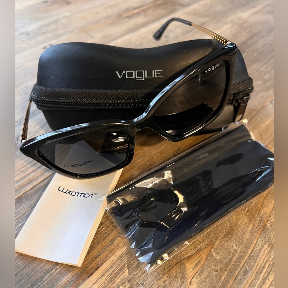 Vogue Sleek Black Cat-Eye Sunglasses VO 5333-S
